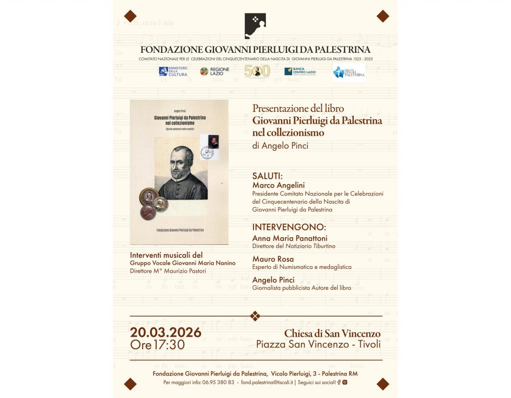 Presentazione del libro “Giovanni Pierluigi da Palestrina nel collezionismo” di Angelo Pinci